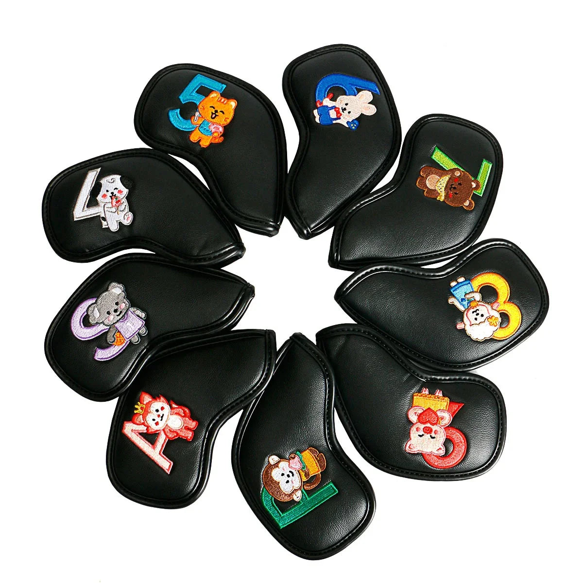 Premium printed golf iron covers in a variety of vibrant colours, designed to protect clubs and showcase personal style