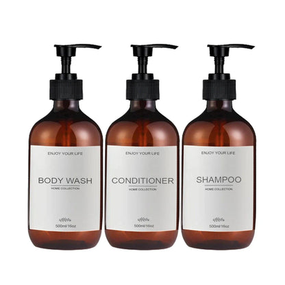 Elegant 500ml British soap and shampoo dispensers in various colours, designed to organise and elevate your bathroom space