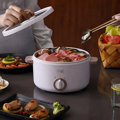 Trendha Compact Multi-Purpose Electric Cooker with Steamer Attachment in White