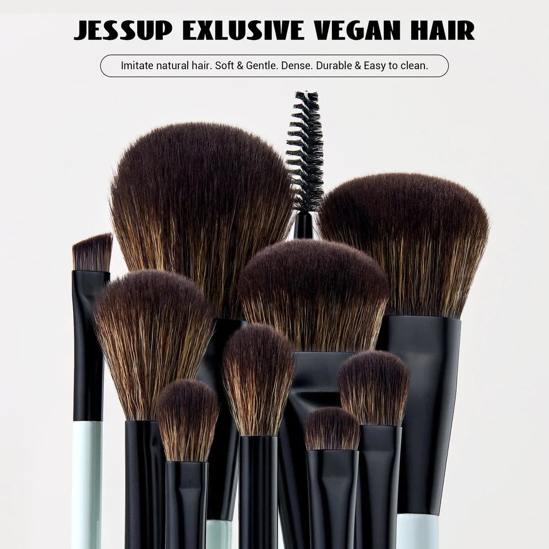 Premium makeup brush set with dual-ended design for flawless foundation, contour, blush, and eyeshadow application