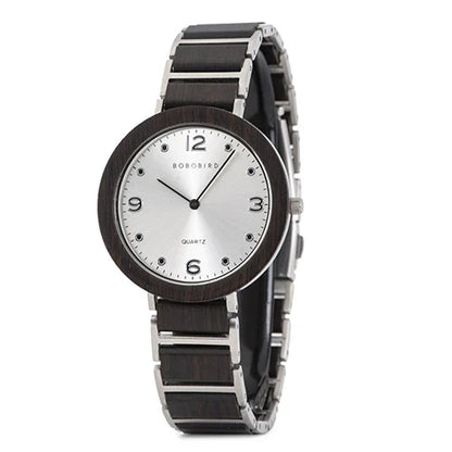 Premium British-made quartz wood watch with waterproof stainless steel construction and mineral-strengthened glass mirror