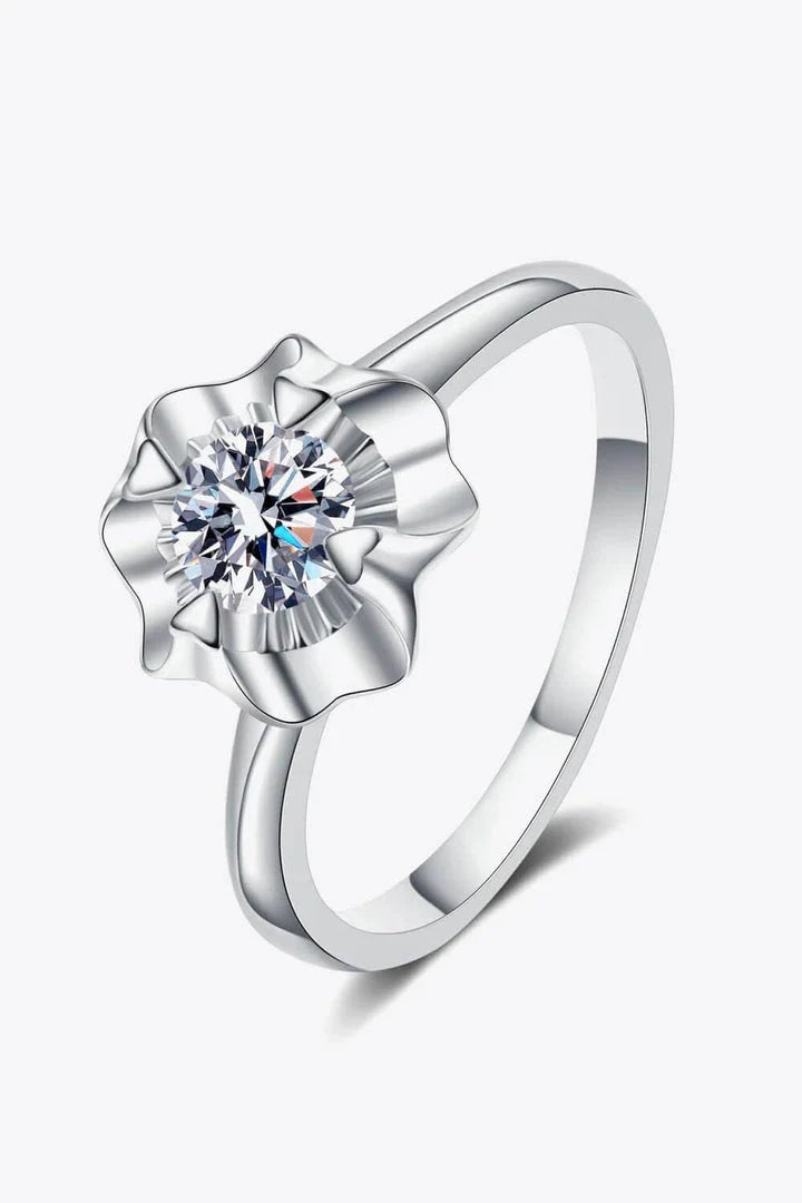 Elegant moissanite and sterling silver ring with a minimalist design, perfect for everyday wear in the UK