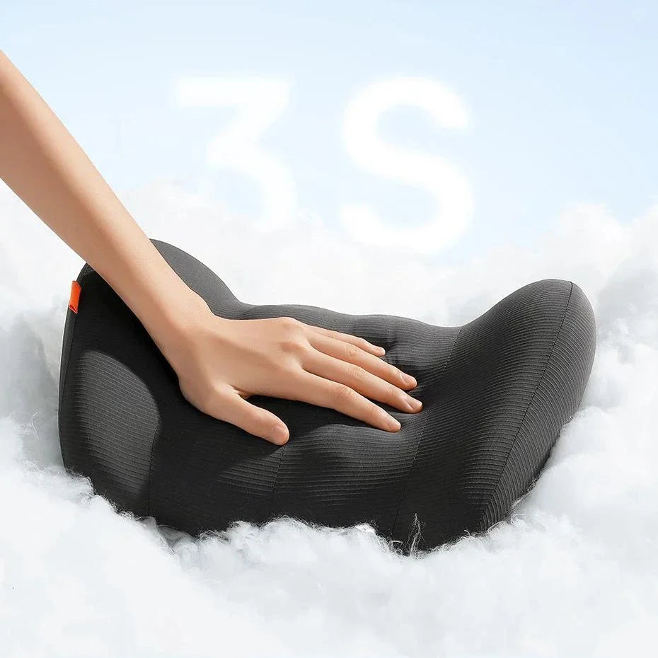 Premium car neck and lumbar support cushion with ergonomic 3D contoured design, memory foam and synthetic fibre for ultimate comfort