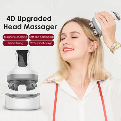 4D Smart Scalp Massager with advanced features for deep kneading massage, red and blue light therapy, and personalized comfort