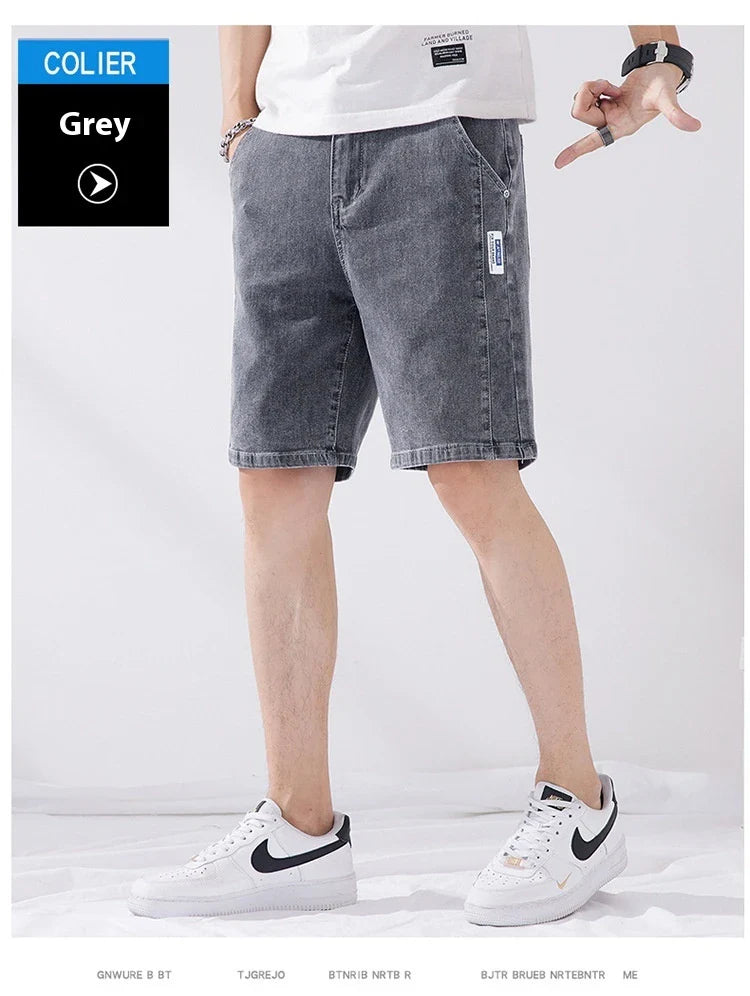 Premium straight-leg capri trousers in black, grey, blue grey, and light blue colours, featuring an elastic waistband and a durable, wrinkle-resistant fabric blend.