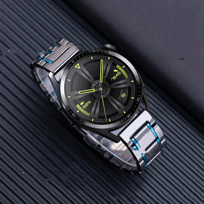 Premium five-pearl ceramic stainless steel black strap for luxury watches, featuring a sleek and sophisticated design