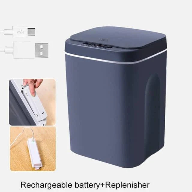 Sleek and Smart 16L Intelligent Trash Can in grey with hands-free sensor for effortless waste disposal