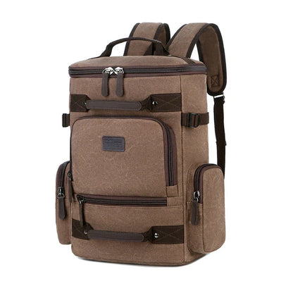 A classic messenger bag made of durable canvas with genuine leather trim, offering style and function for the modern British gentleman