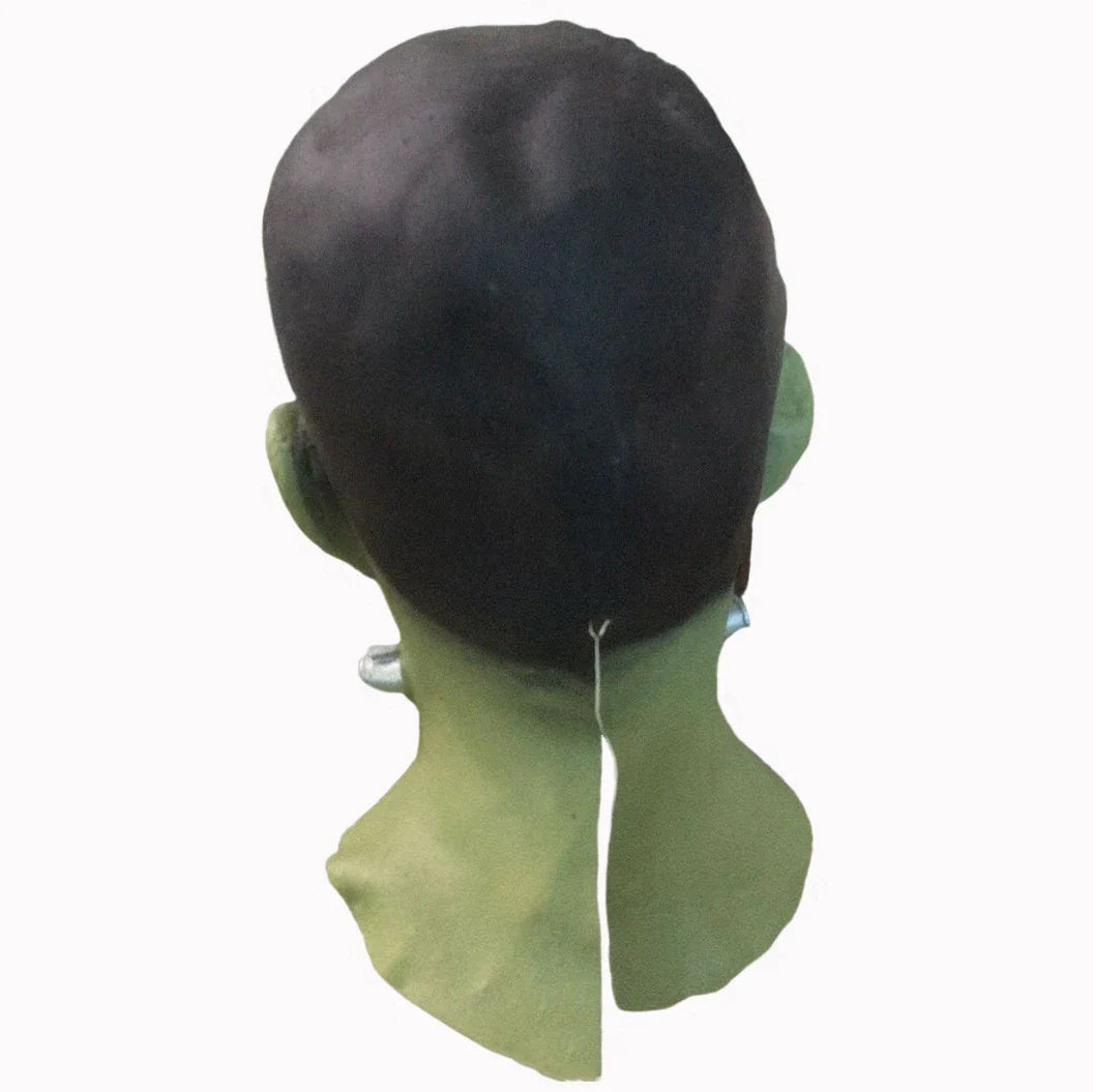 Premium green latex Halloween mask for horror-themed masquerades and costume parties