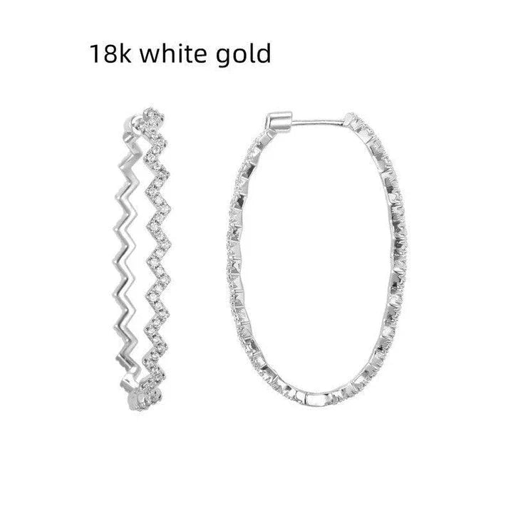 Mosan Diamond Wave Fashion Geometry Earrings in 925 silver plating and 18k platinum finish