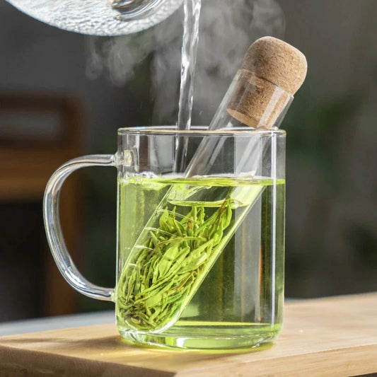 Premium borosilicate glass tea infuser with evenly spaced holes for optimal water flow and flavour extraction