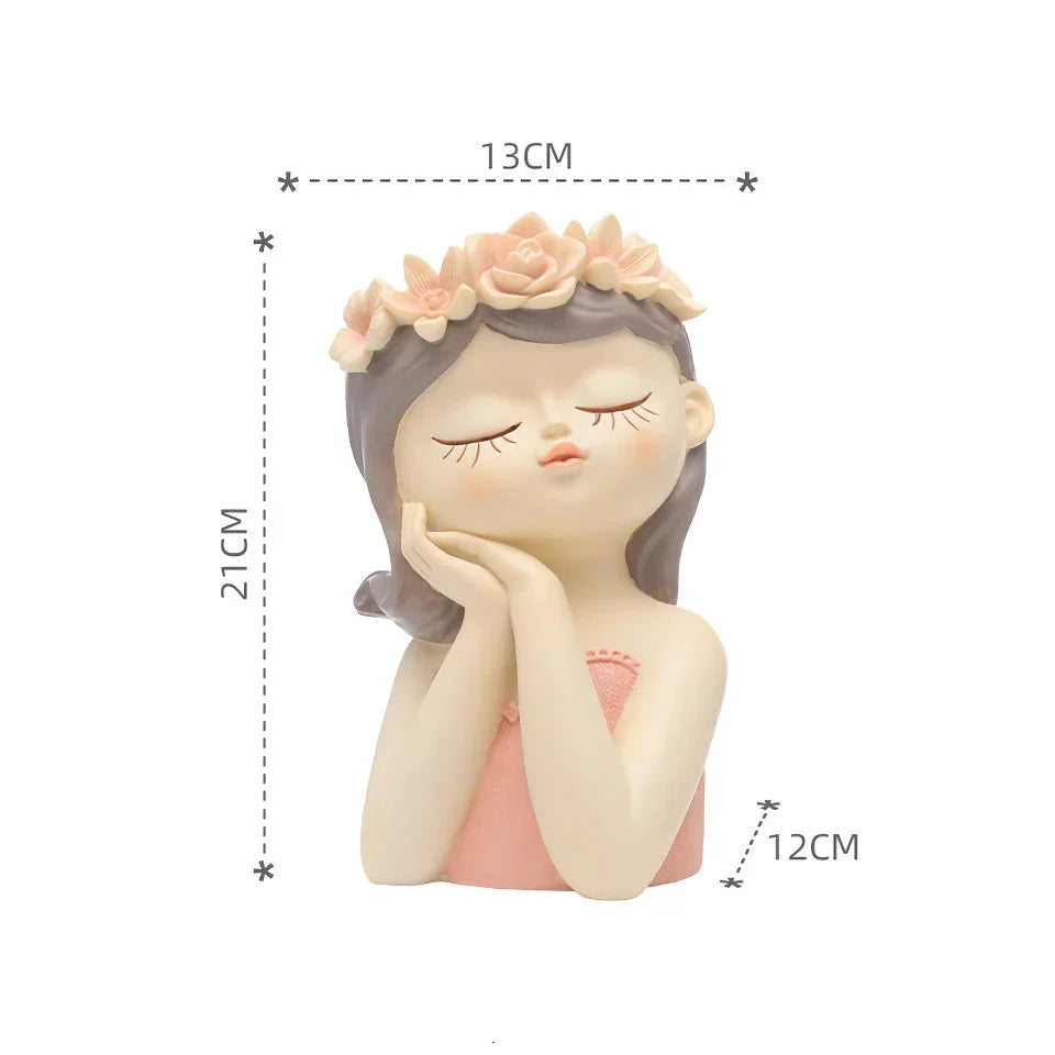 Charming 7.8-inch fairy girl planter made of high-quality resin with hand-painted details, perfect for succulents and small plants