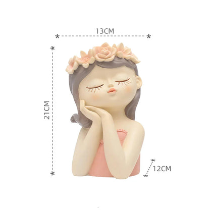 Charming 7.8-inch fairy girl planter made of high-quality resin with hand-painted details, perfect for succulents and small plants