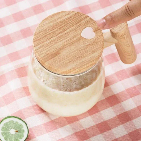 Premium Electric Self-Stirring Coffee Mug with sustainable bamboo construction and powerful electric stirrer for effortless drink preparation