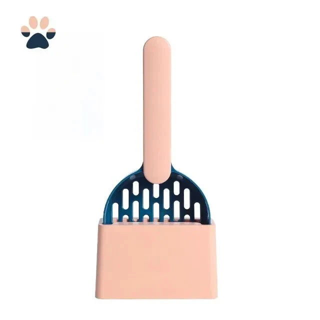 Premium Multi-Function Cat Litter Scoop with Self-Cleaning Base in Coffee Pink Colour