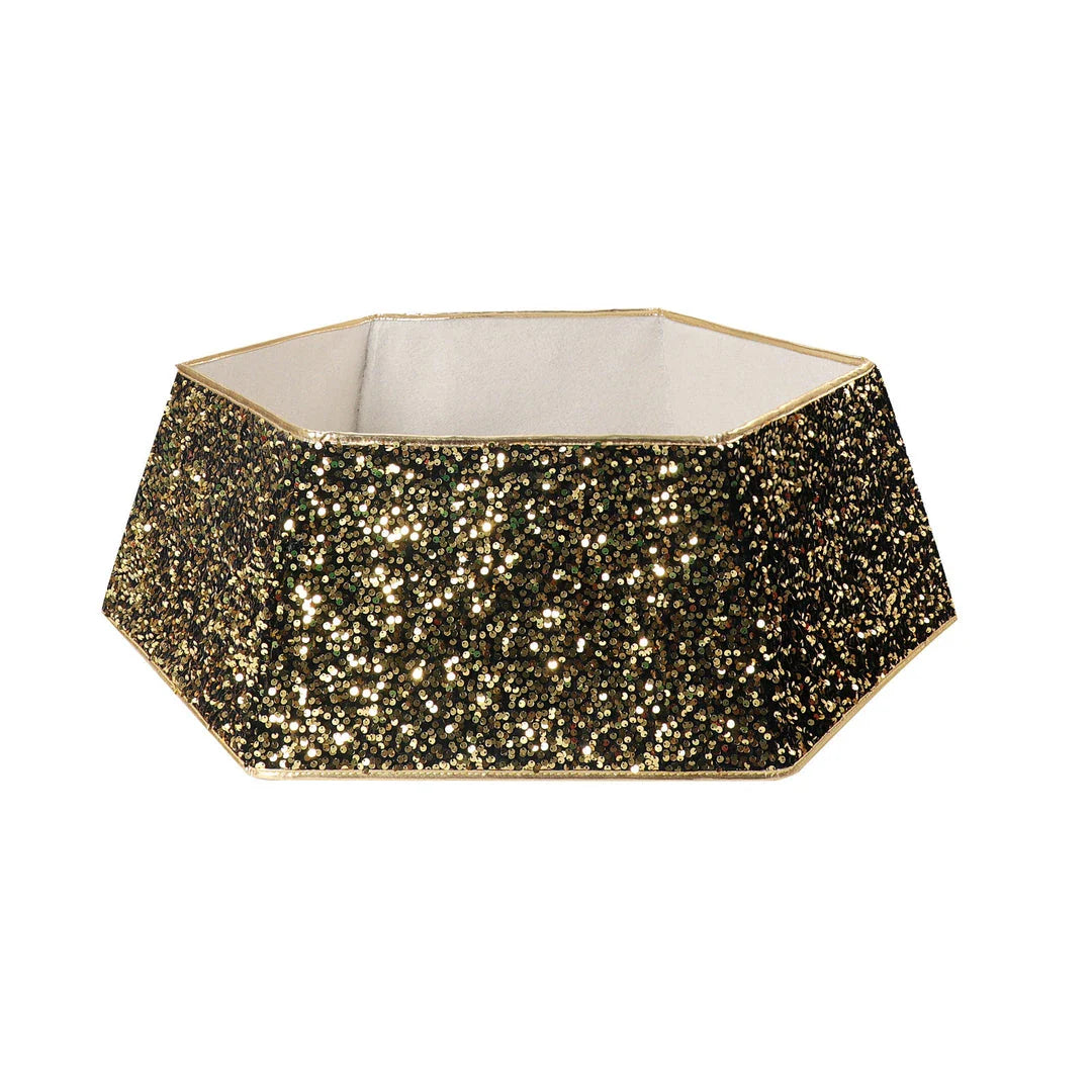 Shimmering sequin Christmas tree skirt in a range of festive colours, adding elegance and sophistication to holiday decor