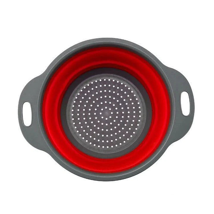 Premium Colourful Folding Strainer with Collapsible Silicone Frame for Draining Pasta and Rinsing Vegetables