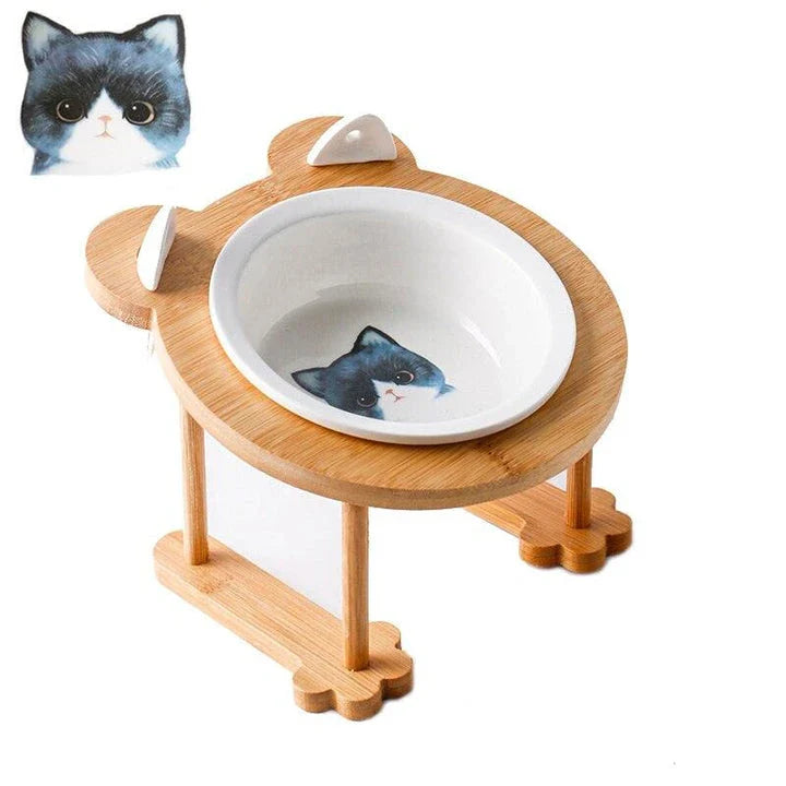 Ceramic Pet Bowl with Tilted Base in various colours, designed for comfort and style