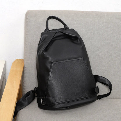 Premium anti-theft leather backpack with cowhide exterior and polyester lining for secure and stylish travel