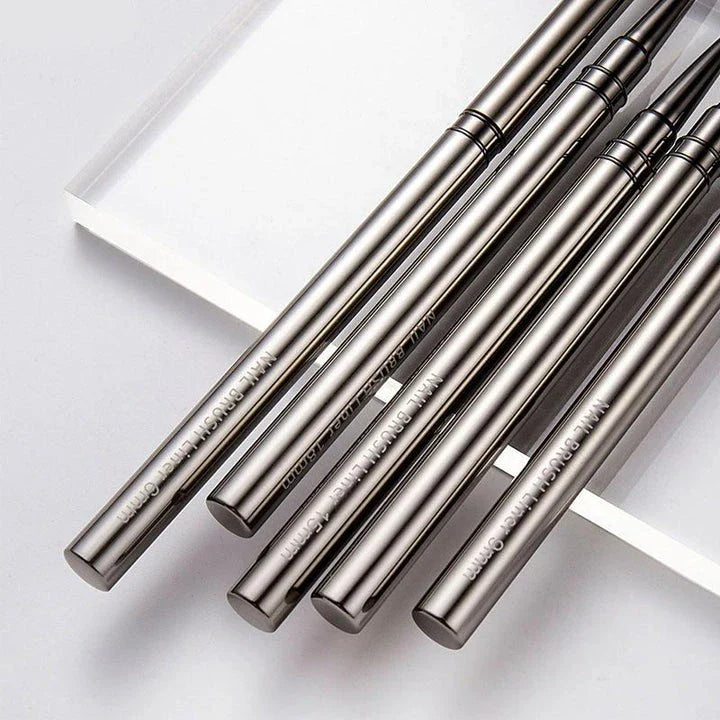 Premium metal nail art brushes in various sizes for intricate designs and patterns