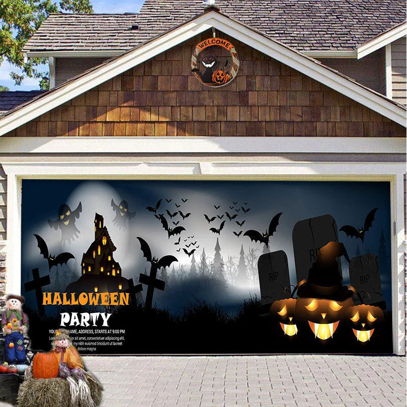 Decorative hanging cloth fabric with geometric abstraction pattern for Halloween party backdrop