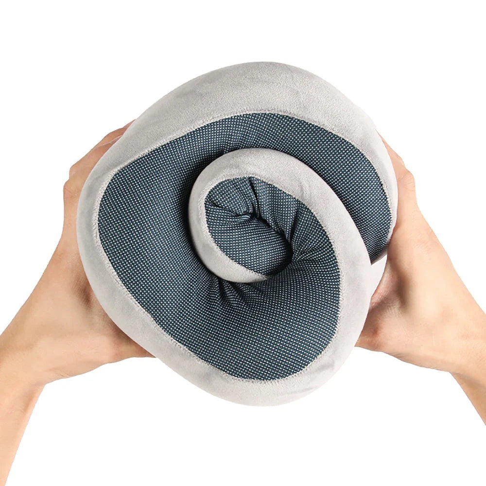 Premium memory foam travel pillow with soft cotton cover, designed for comfortable neck and spinal support during travel and relaxation