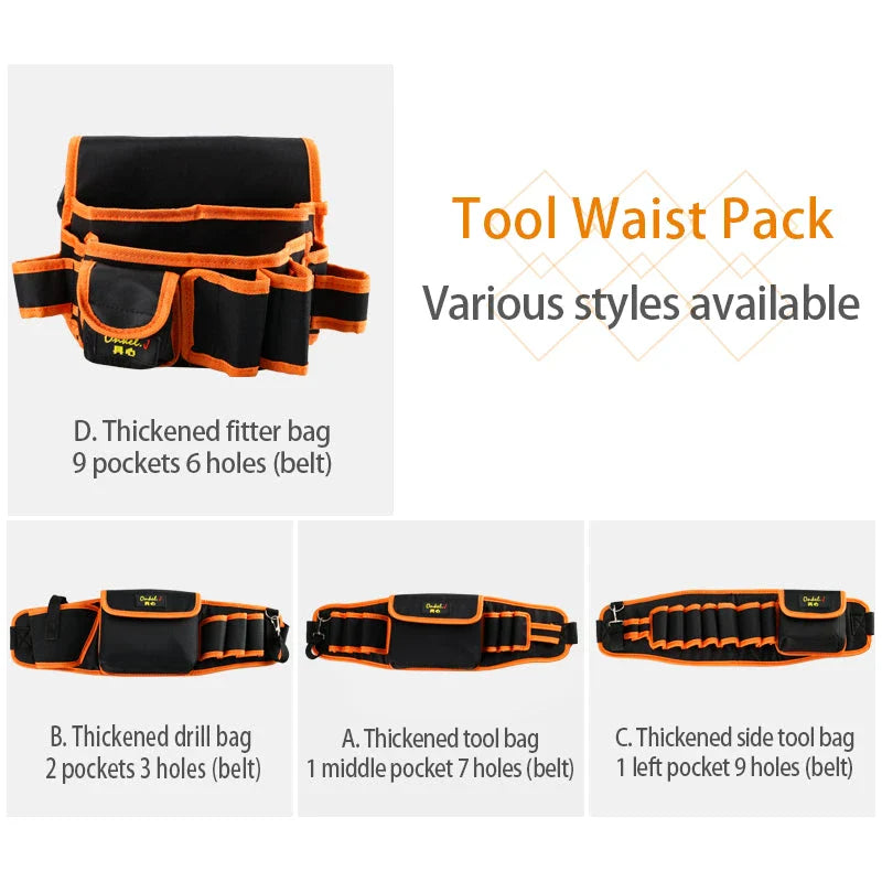 Premium Electrician's Tool Belt Organiser made from durable Oxford cloth with customisable tool slots and adjustable belt for hands-on tradespeople