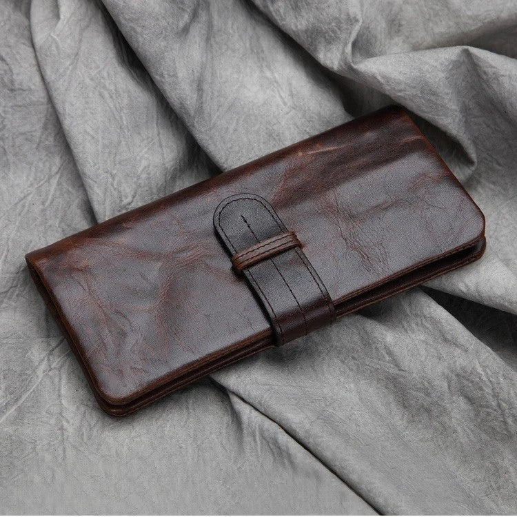 Premium leather wallet with concealed cash compartment, multiple internal slots, and minimalist urban design