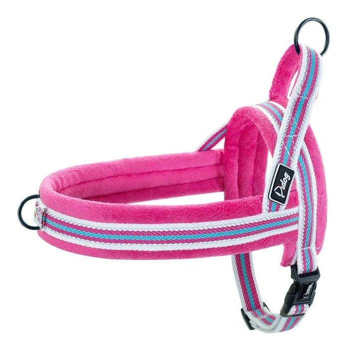 Adjustable reflective dog harness with padded interior for comfort and safety
