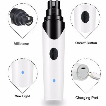 Premium rechargeable electric dog nail grinder with quiet motor and low-vibration design for safe, comfortable pet grooming