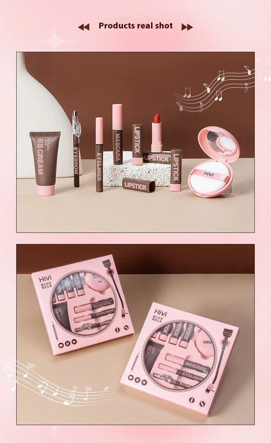 Chic Makeup Set with Matte Lipsticks, Honey Powder, and Eye Makeup Essentials