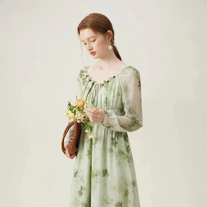 Elegant Chinese-Style Romantic Dress for Women in Creamy-White Colour