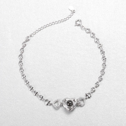 100 Languages 'I Love You' Micro-Engraved Diamond-Set Sterling Silver Bracelet