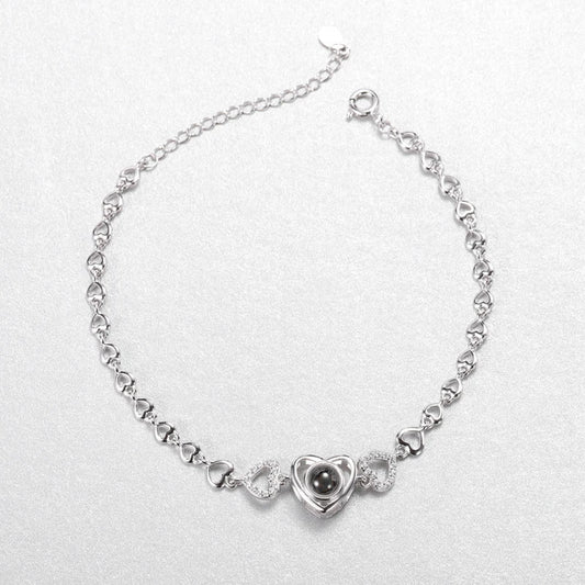 100 Languages 'I Love You' Micro-Engraved Diamond-Set Sterling Silver Bracelet