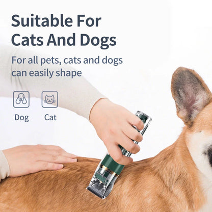 A professional pet hair trimmer with premium stainless steel blades and adjustable settings for customised grooming