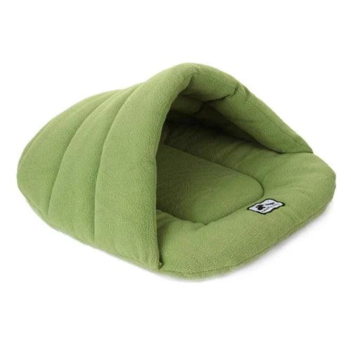 Cosy and comfortable fleece pet bed with plush cushion in a range of soothing colours