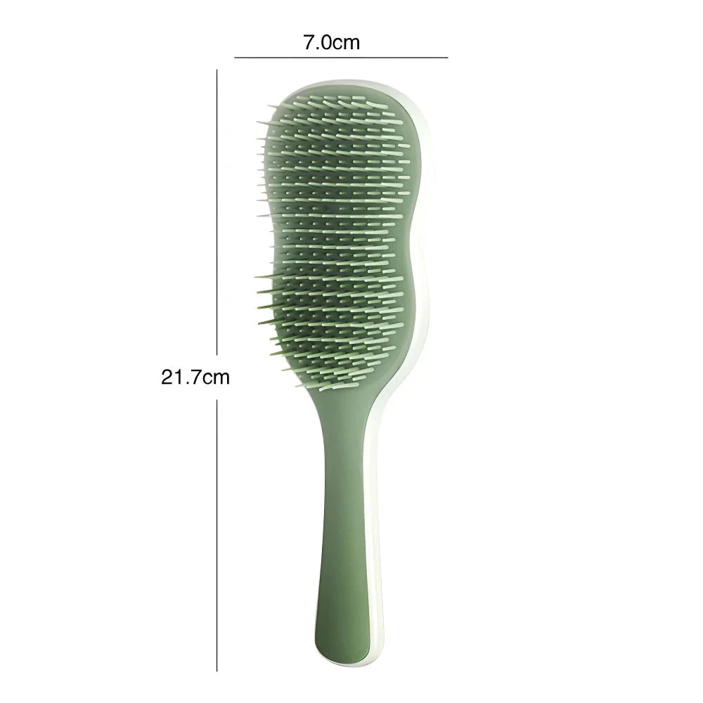 Salon-quality hair straightening comb with air cushion for soothing scalp massage, available in vibrant colours
