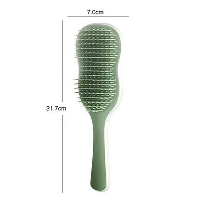 Salon-quality hair straightening comb with air cushion for soothing scalp massage, available in vibrant colours