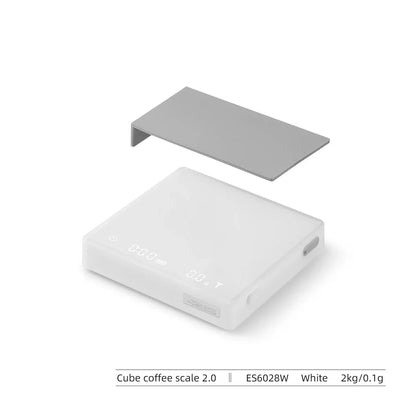 Precision Digital Coffee Scale with sleek white design and accurate 0.1g measurements for perfect coffee brewing
