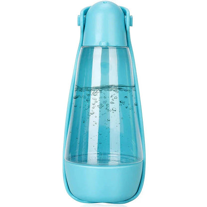 Portable pet water bottle with a wide trough and generous 420ml capacity for hydrating dogs on the go.