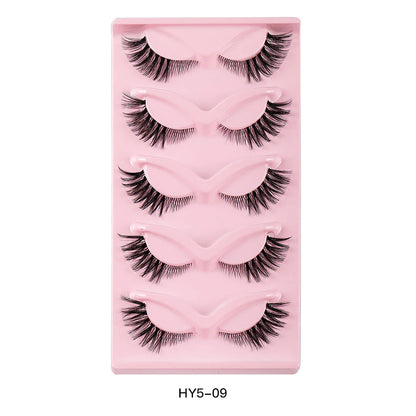 Pair of 3D cat eye and fox eye false eyelashes made from high-quality synthetic fibres for a natural, voluminous look