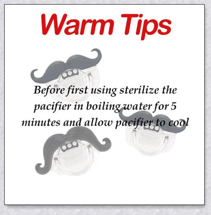 Adorable mustache-themed pacifier made with safe, premium materials for newborns in the UK
