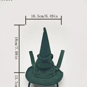 Sortband Halloween Witch Hat Headband in red, green, and brown colours with a detachable witch hat design