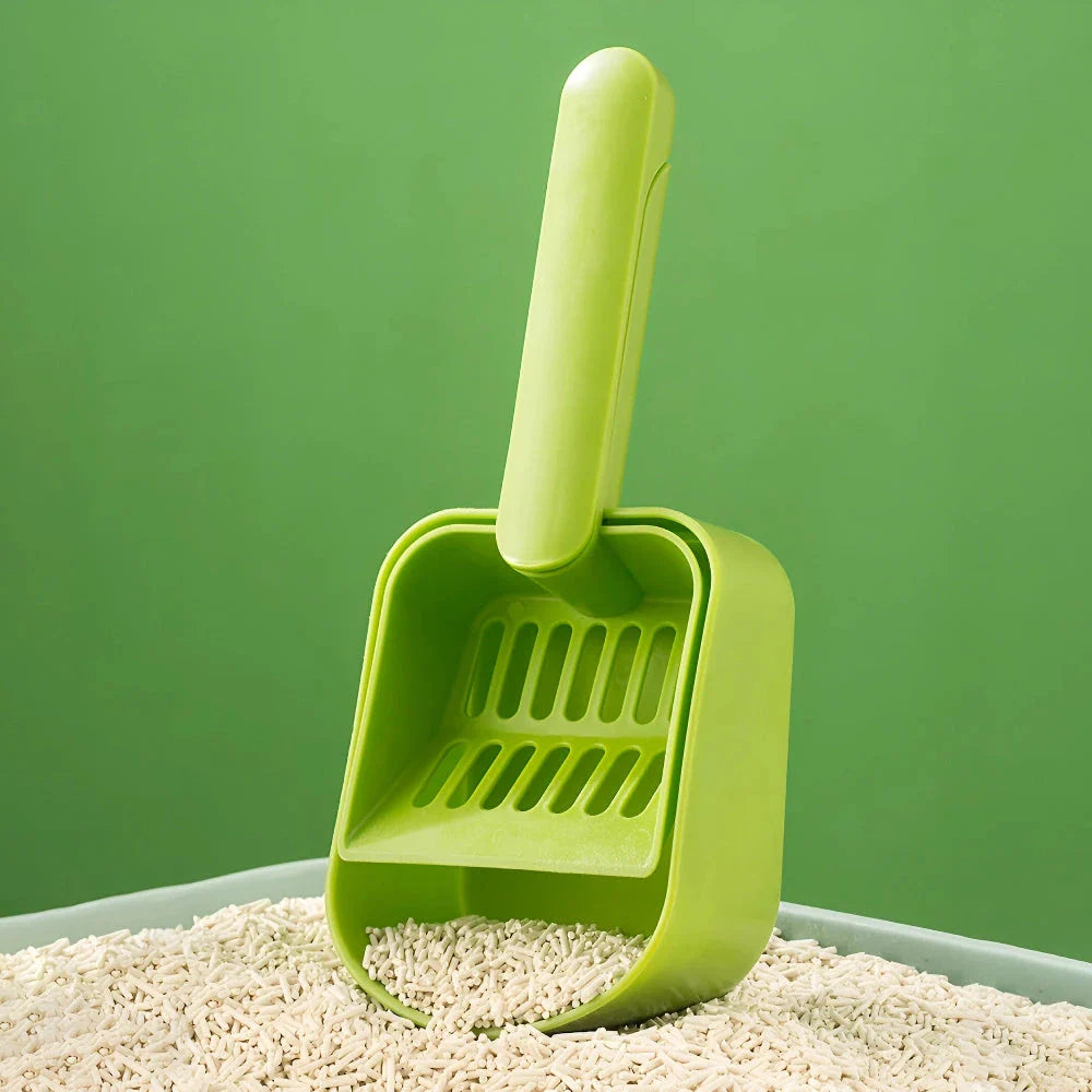 Premium Plastic Cat Litter Scoop with Self-Cleaning Base for Effortless Litter Box Cleaning