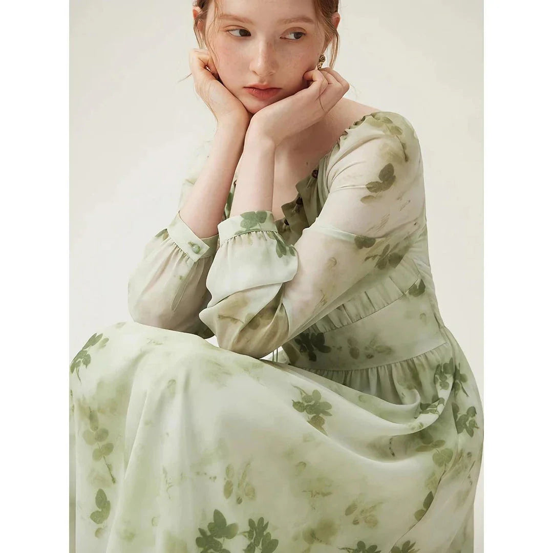 Elegant Chinese-Style Romantic Dress for Women in Creamy-White Colour