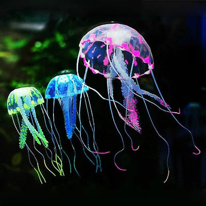 Premium glow-in-the-dark silicone jellyfish ornament with lifelike tentacle movements for aquarium or home décor
