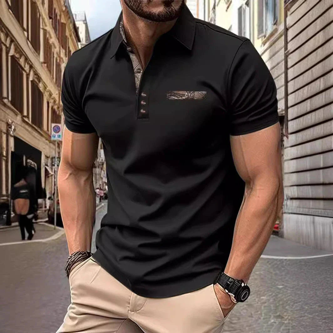 Premium short-sleeve sports shirt for men, featuring a button-down design and breathable, durable polyester fabric
