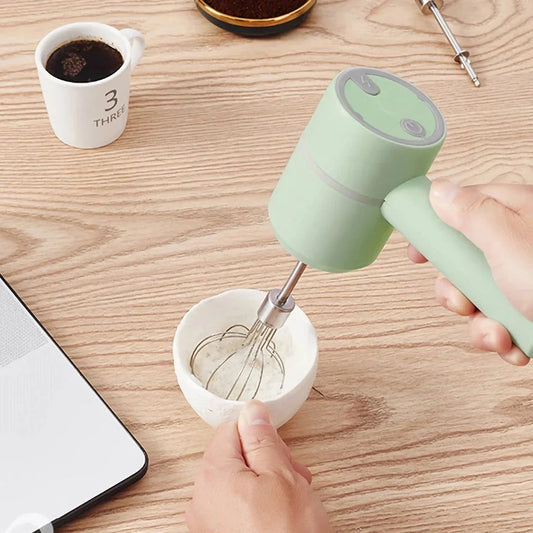 Versatile 3-in-1 Wireless Egg Beater and Garlic Chopper - Powerful 20W Motor, 3 Speed Settings, Rechargeable Design