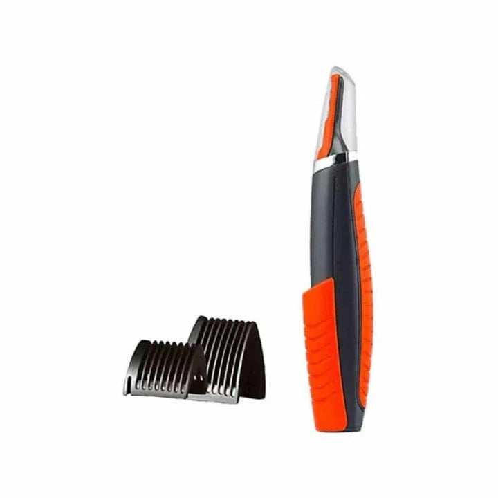 Cordless Multifunctional Hair Grooming Trimmer with four interchangeable trim heads, LED light, and durable ABS plastic and stainless steel construction