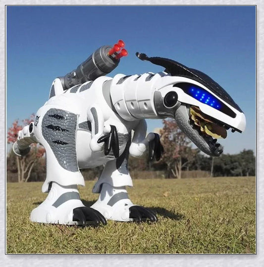 Intelligent interactive remote control robot dinosaur toy for children, with advanced features like touch-sensitive responsiveness, sucker bullet ejection, and 50 unique actions.